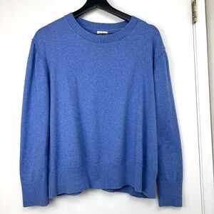 L.L. Bean Cotton Cashmere Spring Sweater size L Cornflower Blue Weekend Coastal
